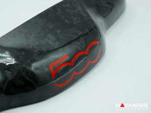 FIAT 500 Trunk Handle Cover - Carbon Fiber - Gloss Forged Carbon w/ Red Accent